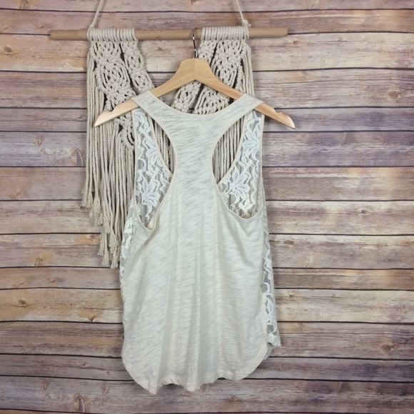 Urban Outfitters | Cream Lace Front Racerback Top - Picture 5 of 8